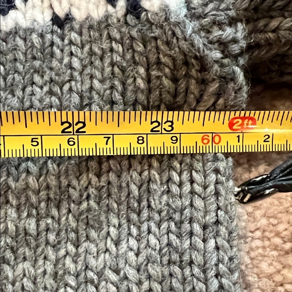 LOFT Gray Blue and White Patterned Crewneck Hi Low Sweater - Picture 5 of 8